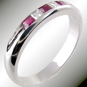 Diamond/Ruby Wedding Ring .23TDW .35R 14KT White